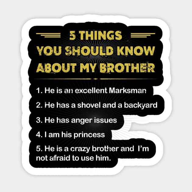 5 Things You Should Know About My Brother Sticker by SkivingtonAllanss